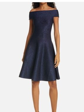 Ted Baker Navy glitter knit Bardot dress